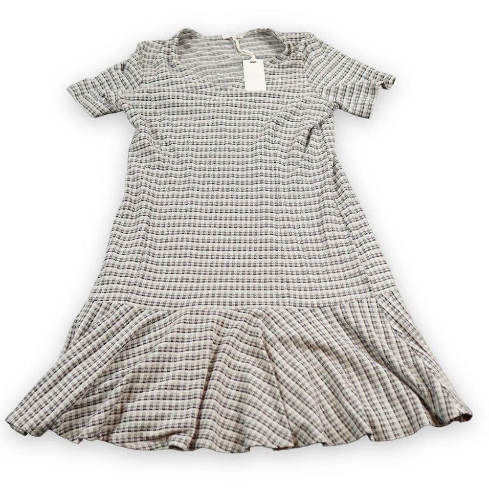 Pleione Knit Dress Womens XL Black White‎ Plaid Trumpet Stretch